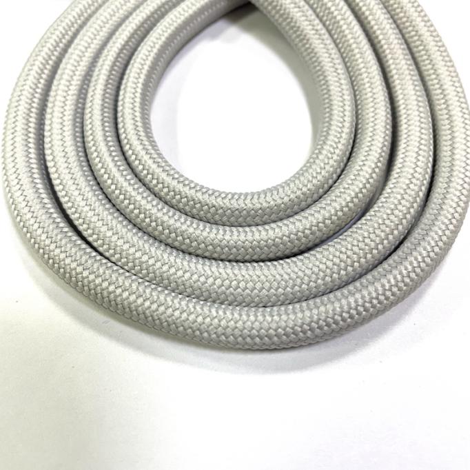 Gray Color 5mm Round Polyester Sport Shoelaces With Transparent Plastic Tips