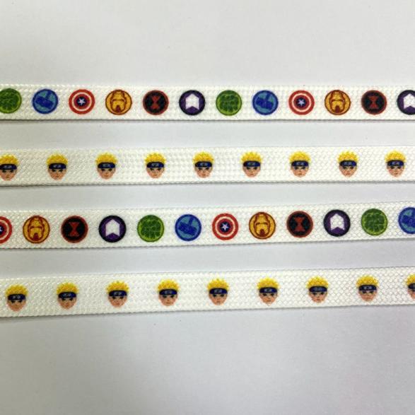 Double Layer Customized Pattern Polyester Both Side Printed Pattern Sport Shoelace