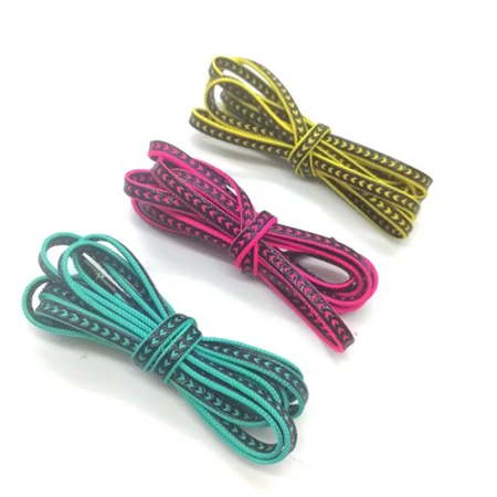 Colorful Flat Polyester Shoelaces With Transparent Plastic Tips